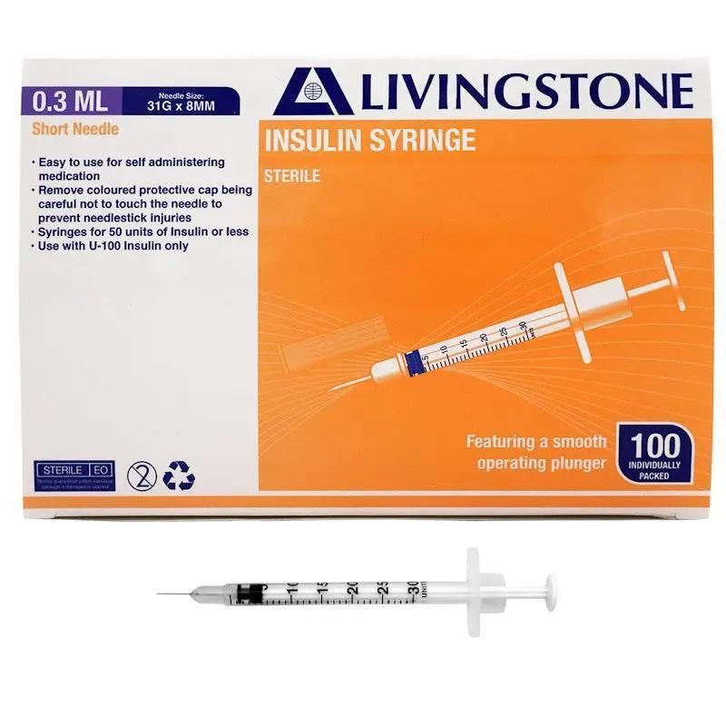 Livingstone Insulin Syringes 0.3mL 31G 8mm