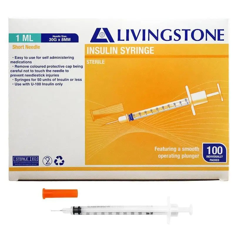 Livingstone Insulin Syringes 1mL 30G 8mm