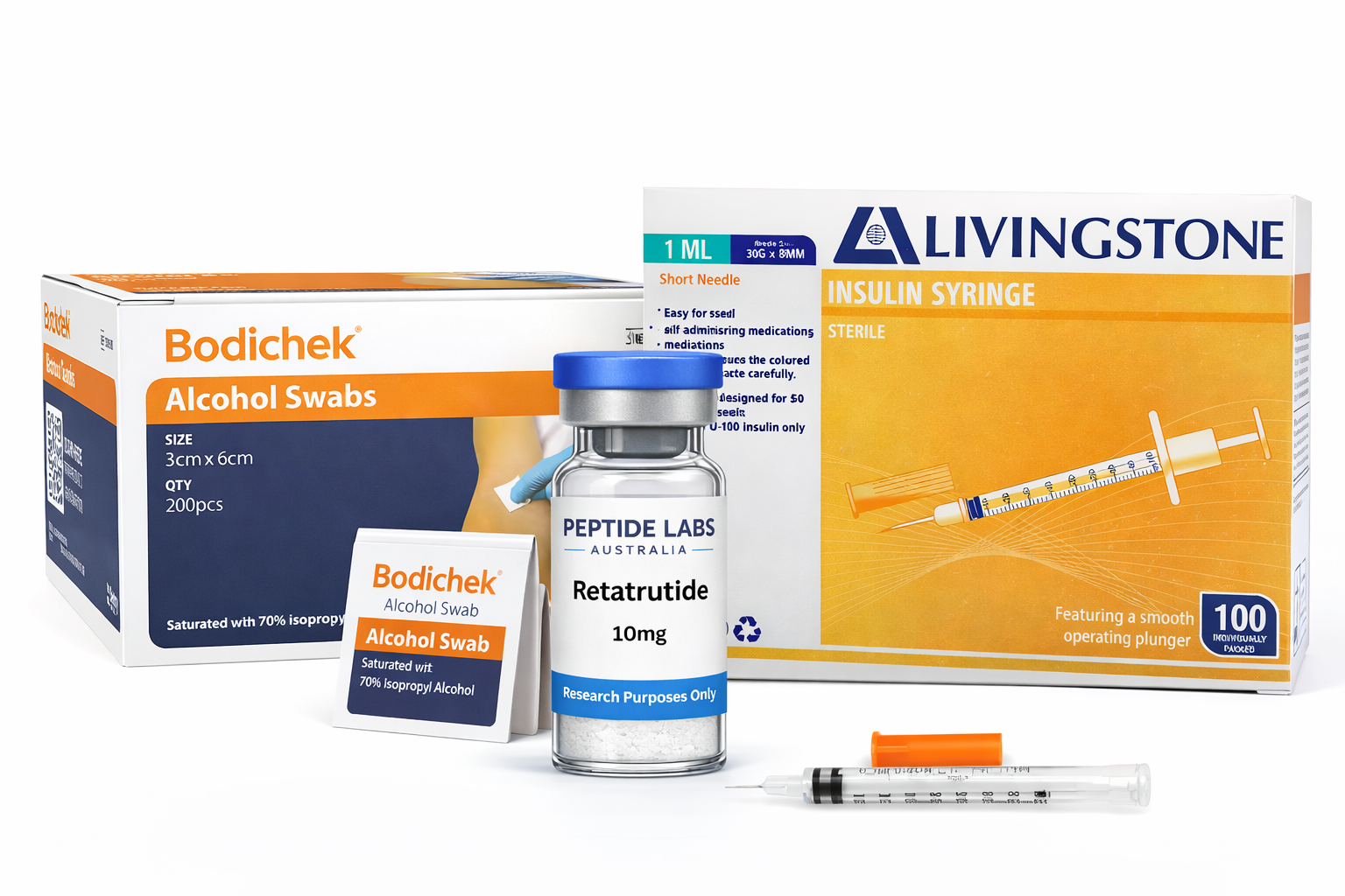 'WEIGHT LOSS BUNDLE' Retatrutide 10mg + Syringes and Wipes